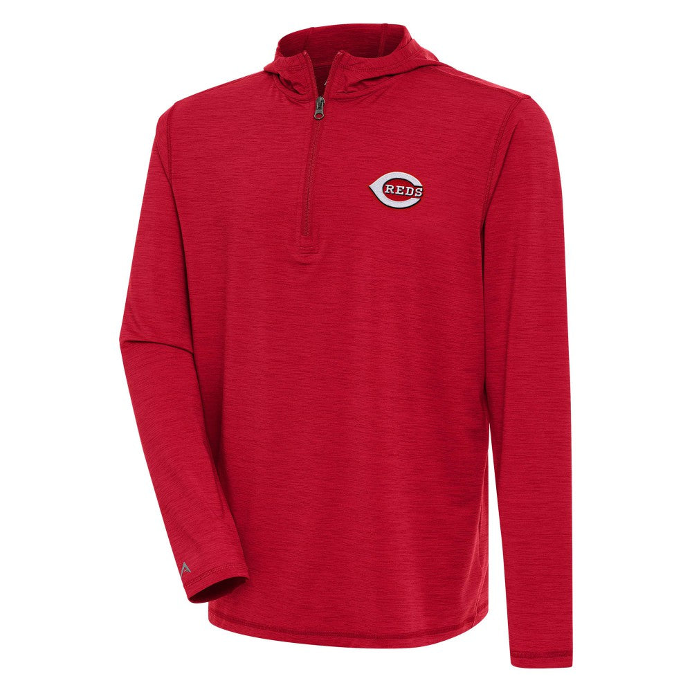 Cincinnati Reds Antigua Tidy Quarter-Zip Hoodie - Heather Red Hoodies