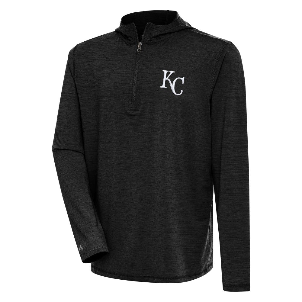 Kansas City Royals Antigua Tidy Quarter-Zip Hoodie - Heather Black Hoodies