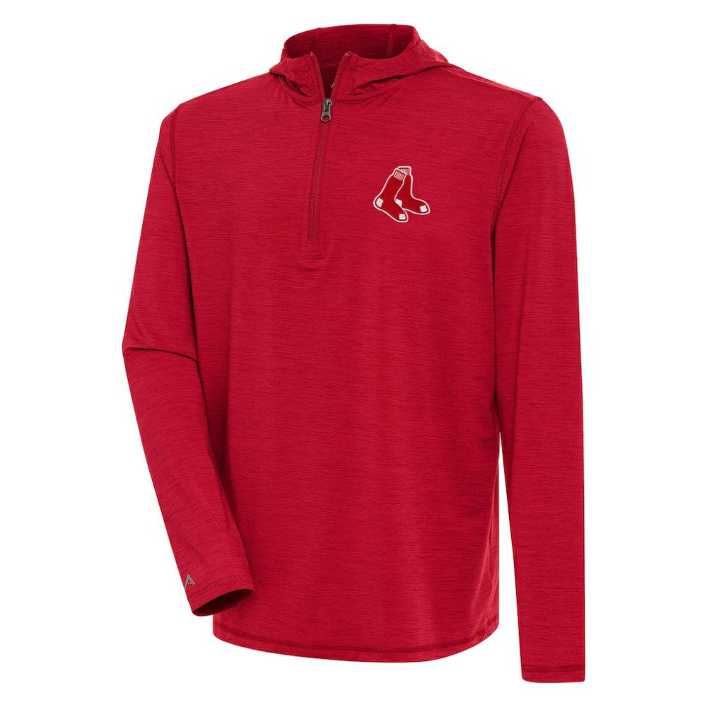 Boston Red Sox Antigua Tidy Quarter-Zip Hoodie - Heather Red Hoodies