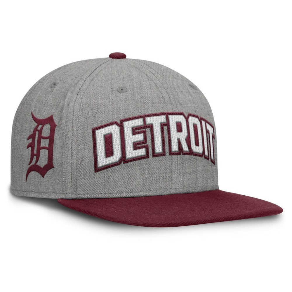 Detroit Tigers Fanatics Elements Felt Chainstitch Snapback Hat - Gray/Maroon Hats