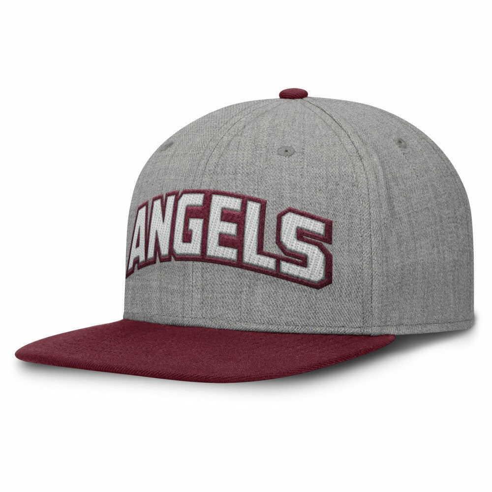 Los Angeles Angels Fanatics Elements Felt Chainstitch Snapback Hat - Gray/Maroon Hats