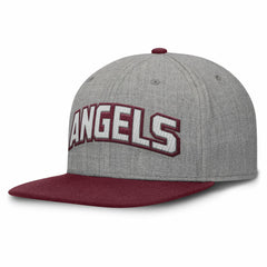 Los Angeles Angels Fanatics Elements Felt Chainstitch Snapback Hat - Gray/Maroon Hats