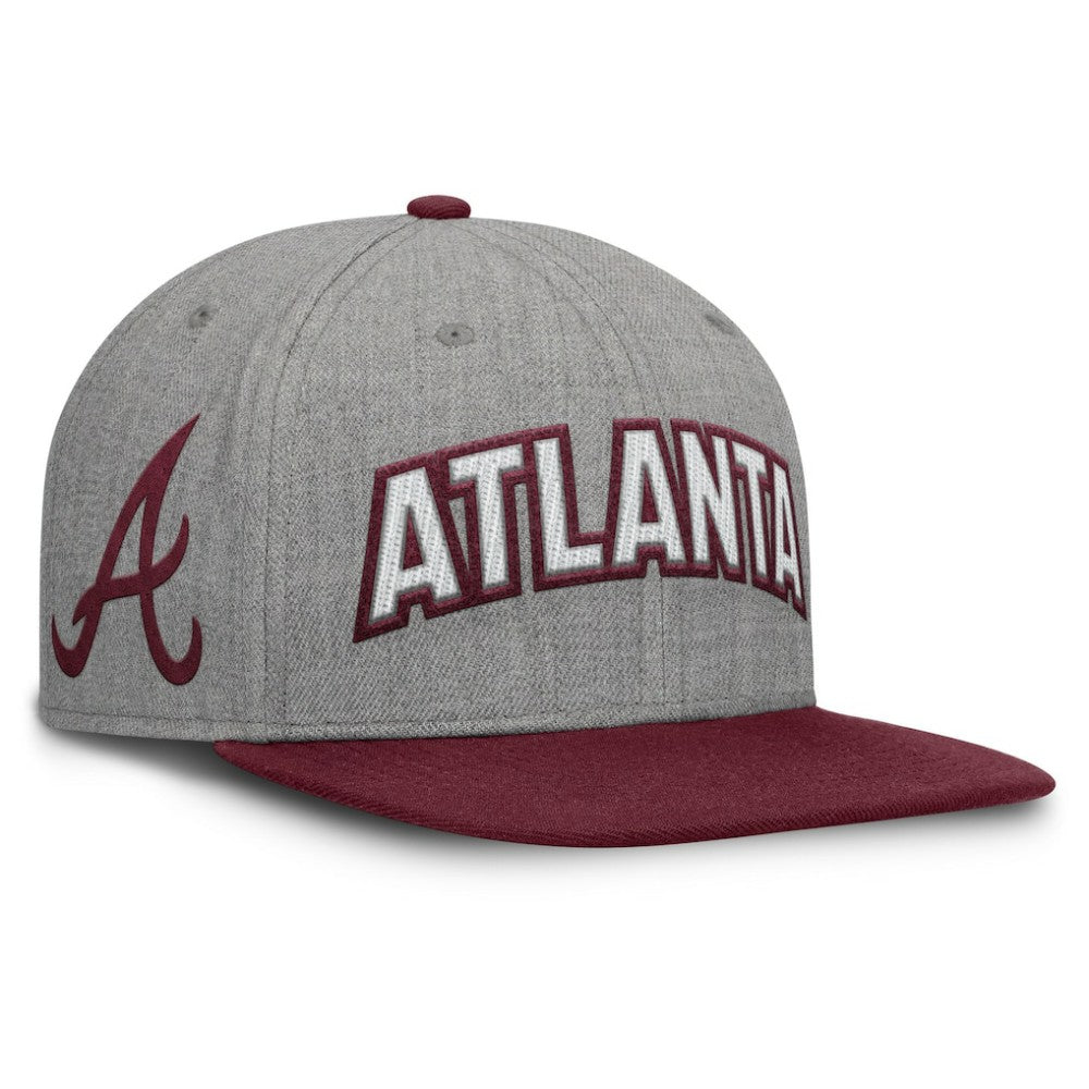 Atlanta Braves Fanatics Elements Felt Chainstitch Snapback Hat - Gray/Maroon Hats