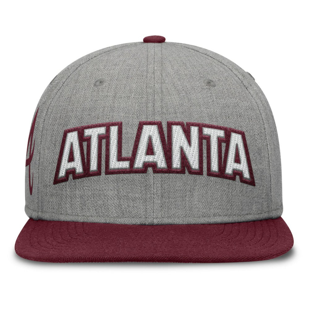 Atlanta Braves Fanatics Elements Felt Chainstitch Snapback Hat - Gray/Maroon Hats