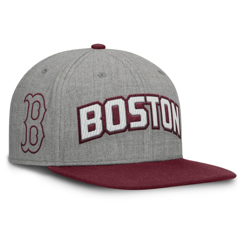 Boston Red Sox Fanatics Elements Felt Chainstitch Snapback Hat - Gray/Maroon Hats