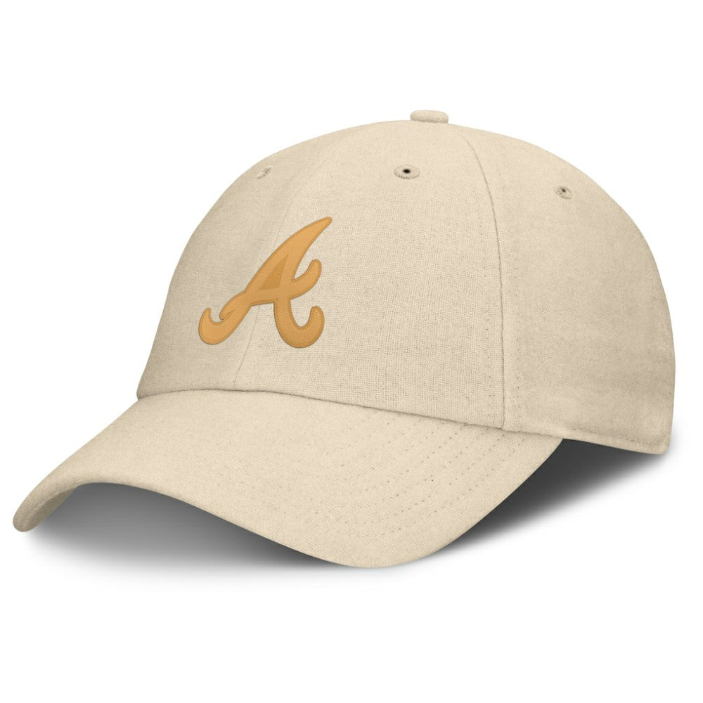 Atlanta Braves Fanatics Front Office Leather Patch Adjustable Hat - Cream Hats