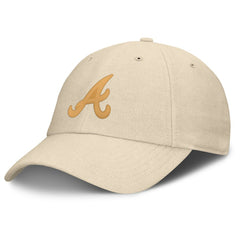 Atlanta Braves Fanatics Front Office Leather Patch Adjustable Hat - Cream Hats