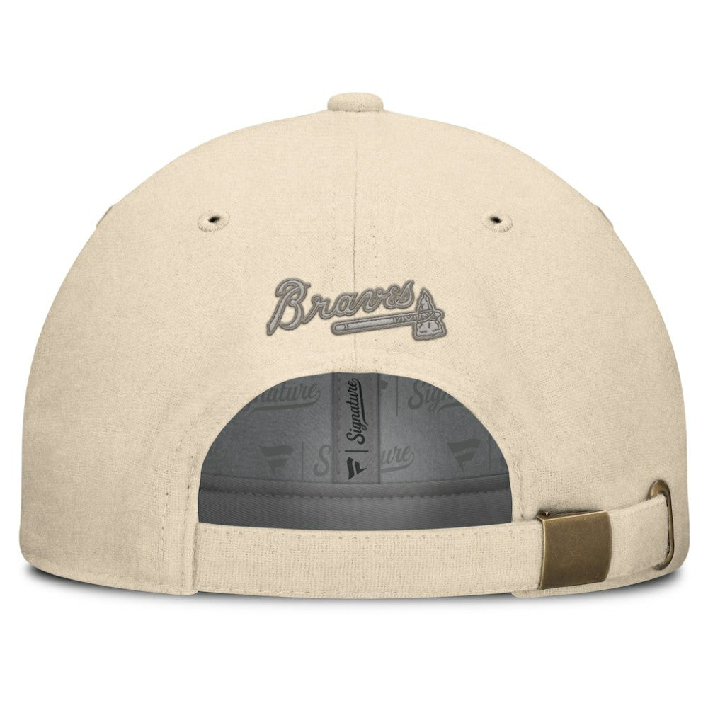 Atlanta Braves Fanatics Front Office Leather Patch Adjustable Hat - Cream Hats