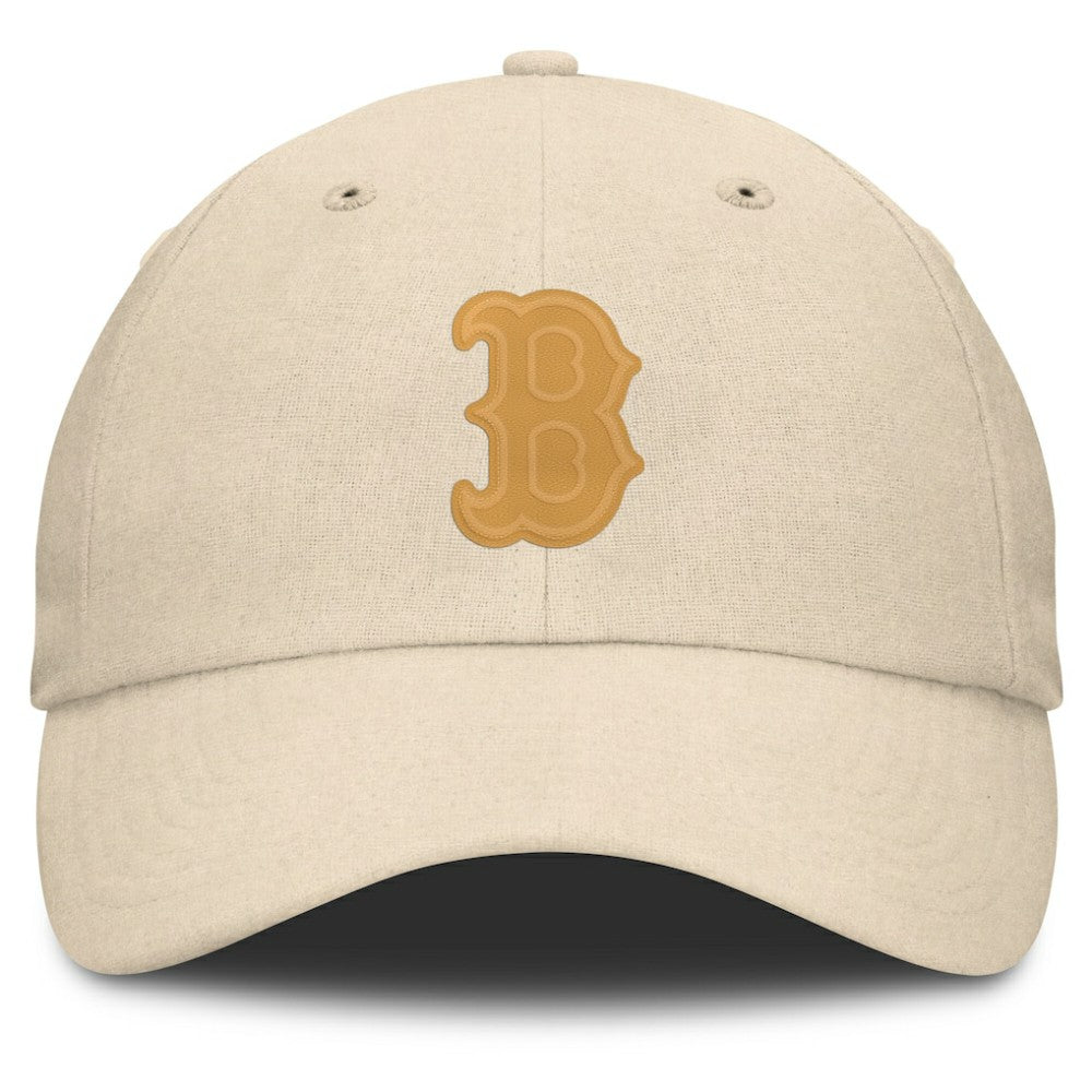 Boston Red Sox Fanatics Front Office Leather Patch Adjustable Hat - Cream Hats