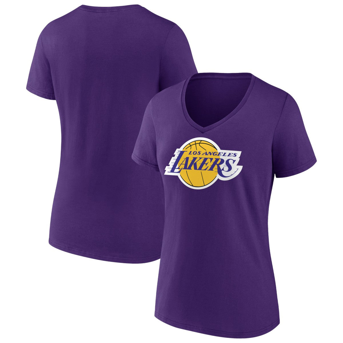 Los Angeles Lakers Women's Primary Logo V-Neck T-Shirt Purple