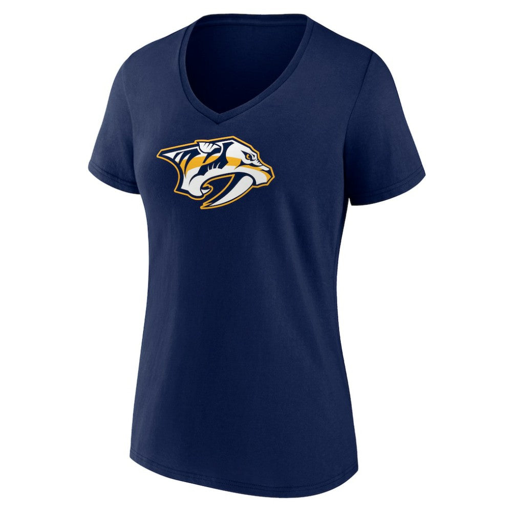 NHL Nashville Predators Women's Primary Logo V-Neck T-Shirt - Navy