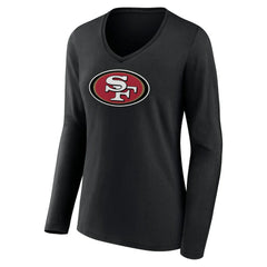 San Francisco 49ers Women's Primary Logo Long Sleeve V-Neck T-Shirt Black