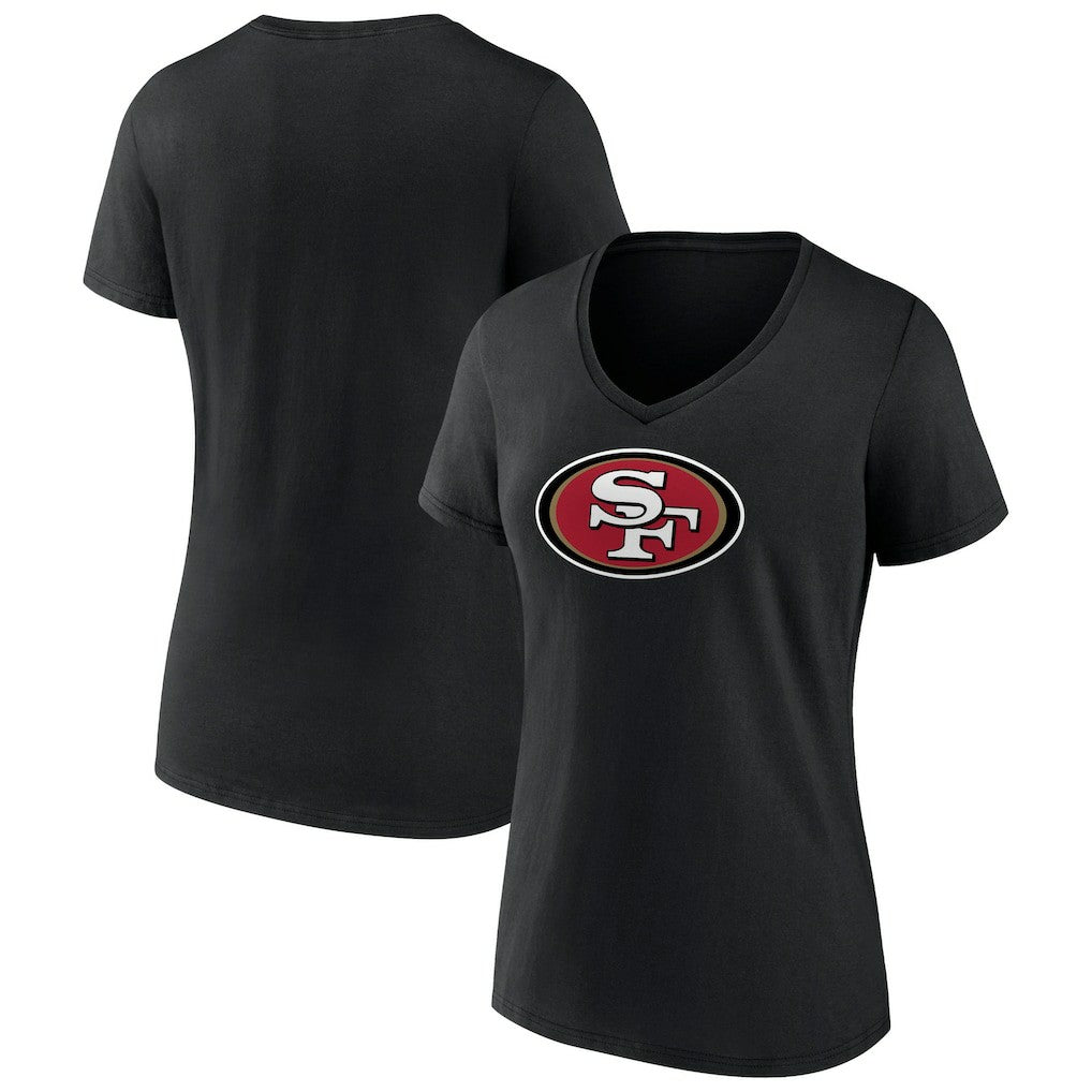 San Francisco 49ers Women's Primary Logo V-Neck T-Shirt Black