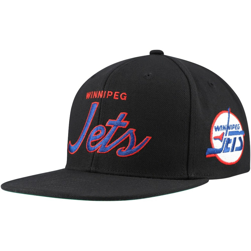 NHL Winnipeg Jets Mitchell & Ness Core Team Script 2.0 Snapback Hat - Black