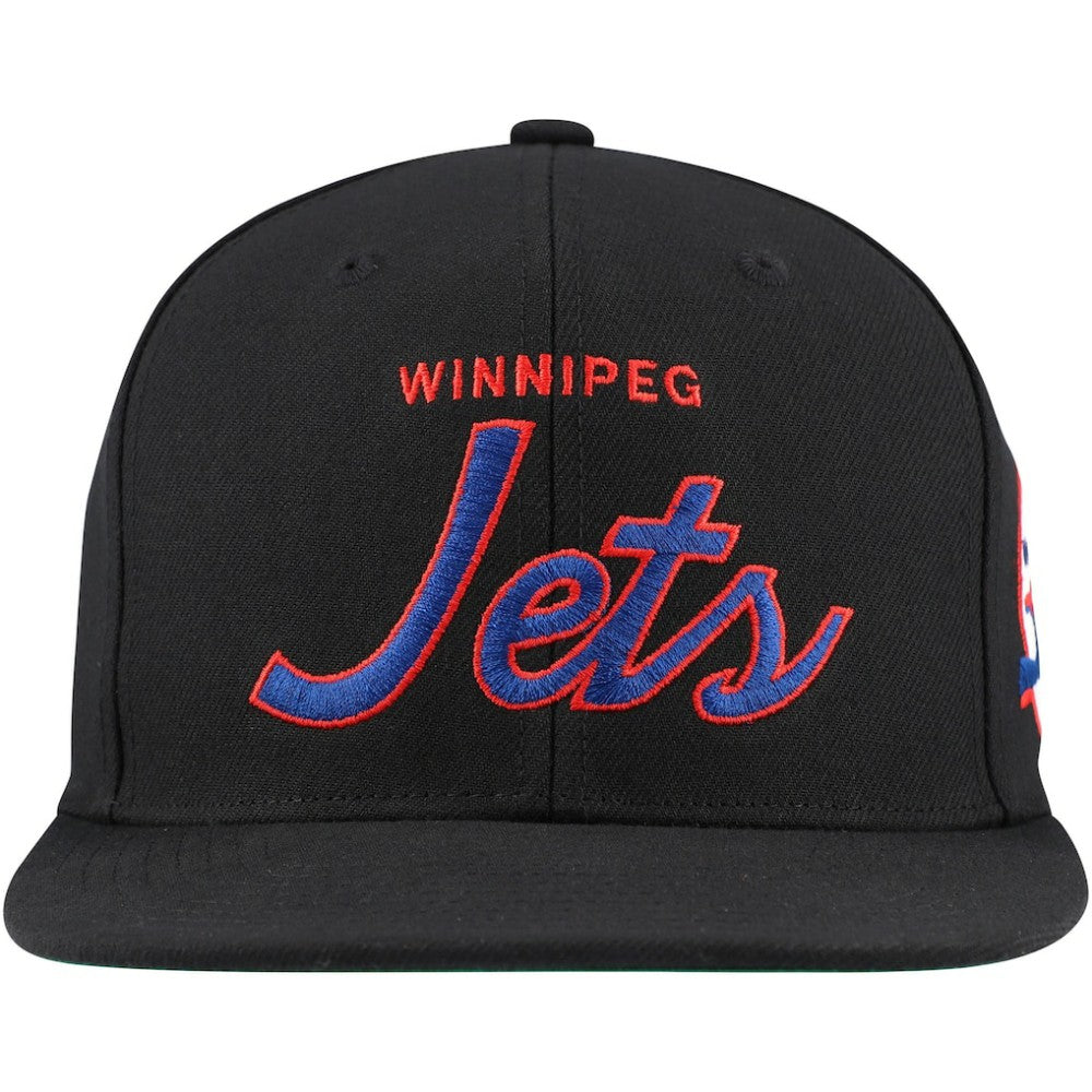 NHL Winnipeg Jets Mitchell & Ness Core Team Script 2.0 Snapback Hat - Black