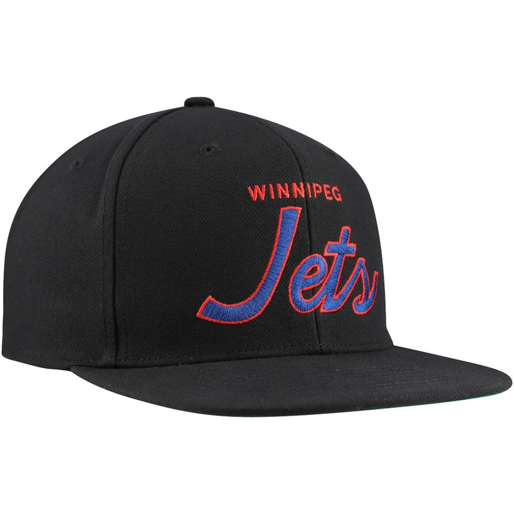 NHL Winnipeg Jets Mitchell & Ness Core Team Script 2.0 Snapback Hat - Black
