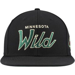 NHL Minnesota Wild Mitchell & Ness Core Team Script 2.0 Snapback Hat - Black
