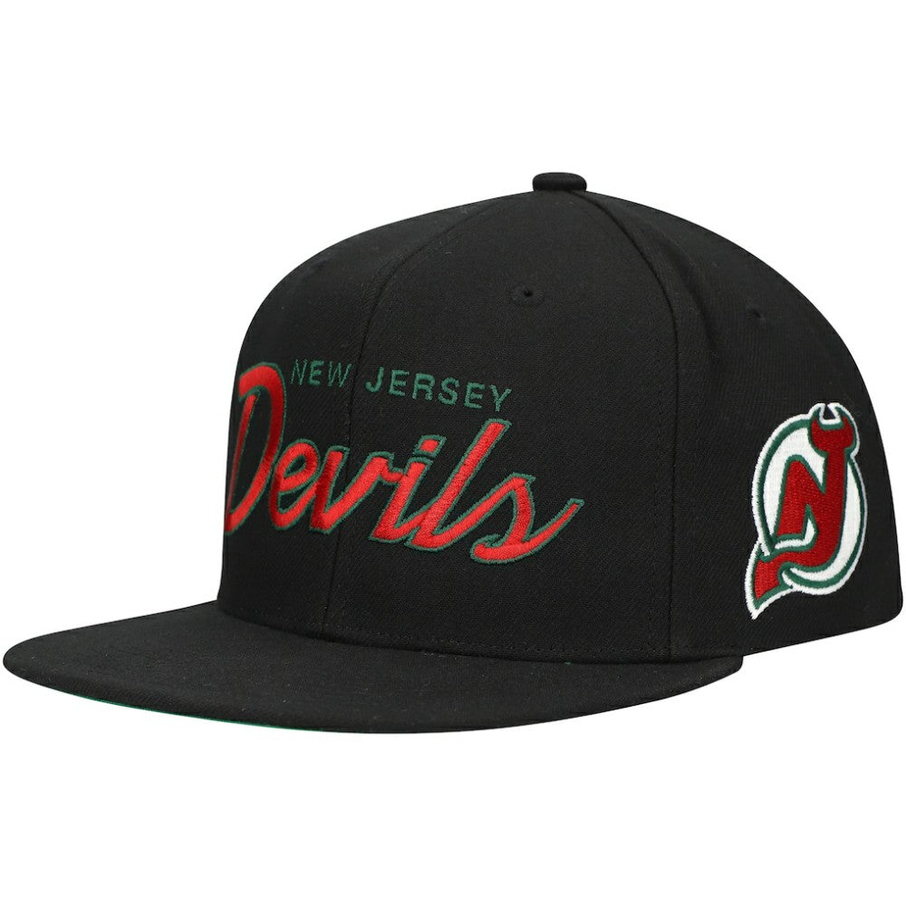 NHL New Jersey Devils Mitchell & Ness Core Team Script 2.0 Snapback Hat - Black