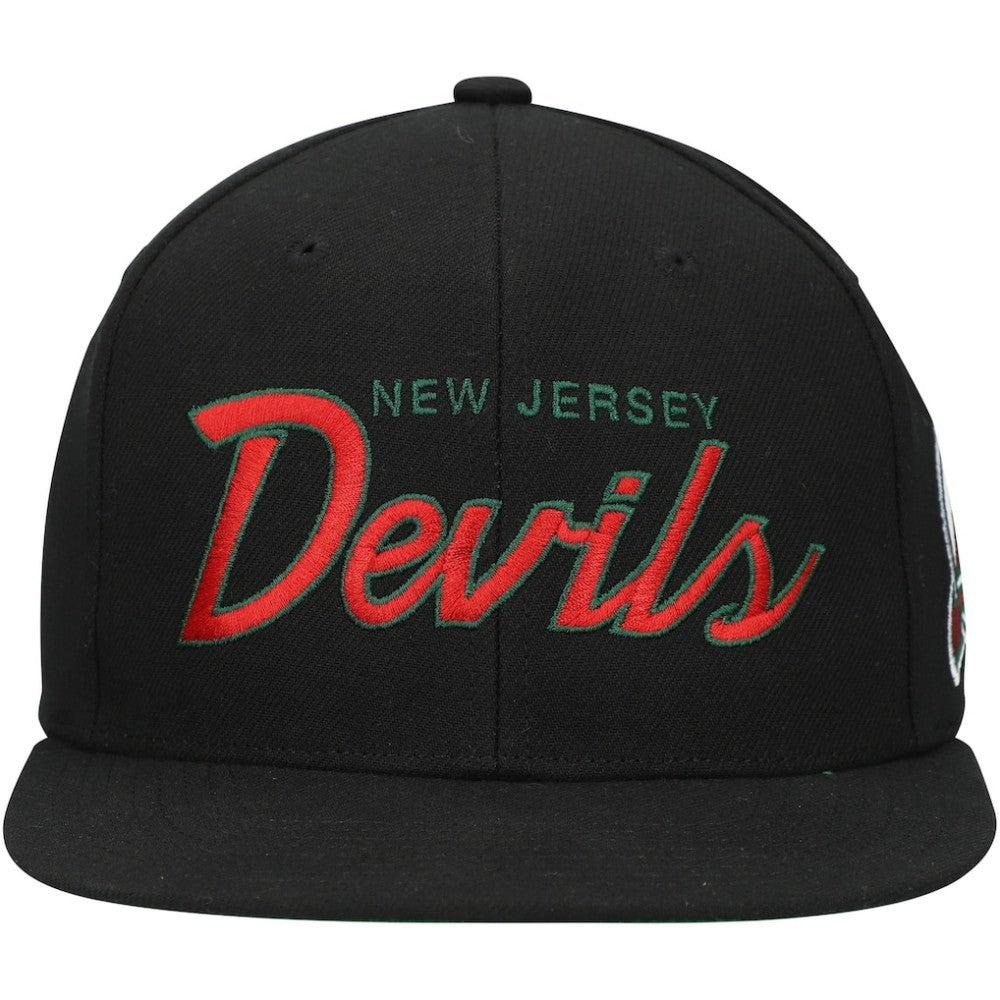 NHL New Jersey Devils Mitchell & Ness Core Team Script 2.0 Snapback Hat - Black