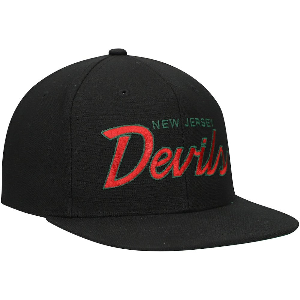 NHL New Jersey Devils Mitchell & Ness Core Team Script 2.0 Snapback Hat - Black