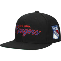 NHL New York Rangers Mitchell & Ness Core Team Script 2.0 Snapback Hat - Black