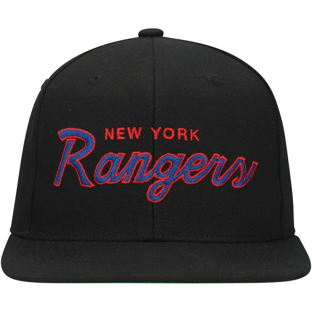 NHL New York Rangers Mitchell & Ness Core Team Script 2.0 Snapback Hat - Black