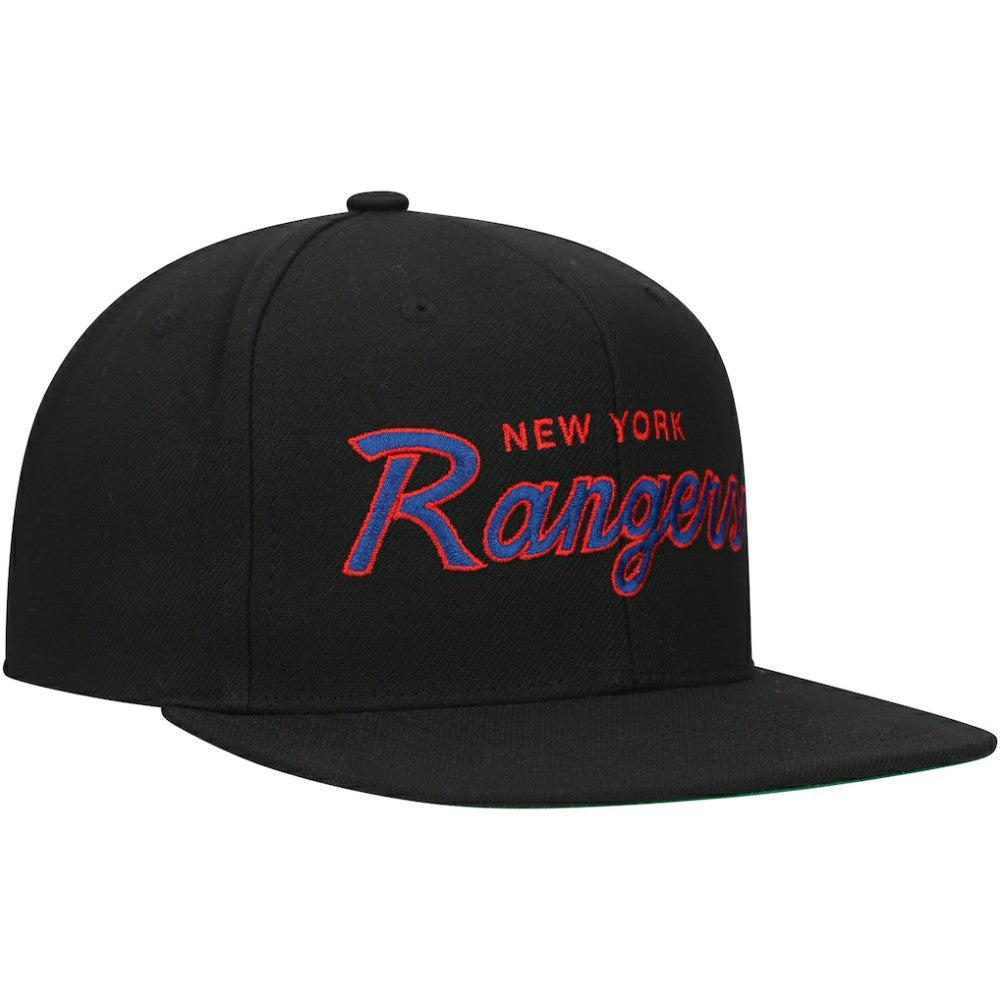 NHL New York Rangers Mitchell & Ness Core Team Script 2.0 Snapback Hat - Black