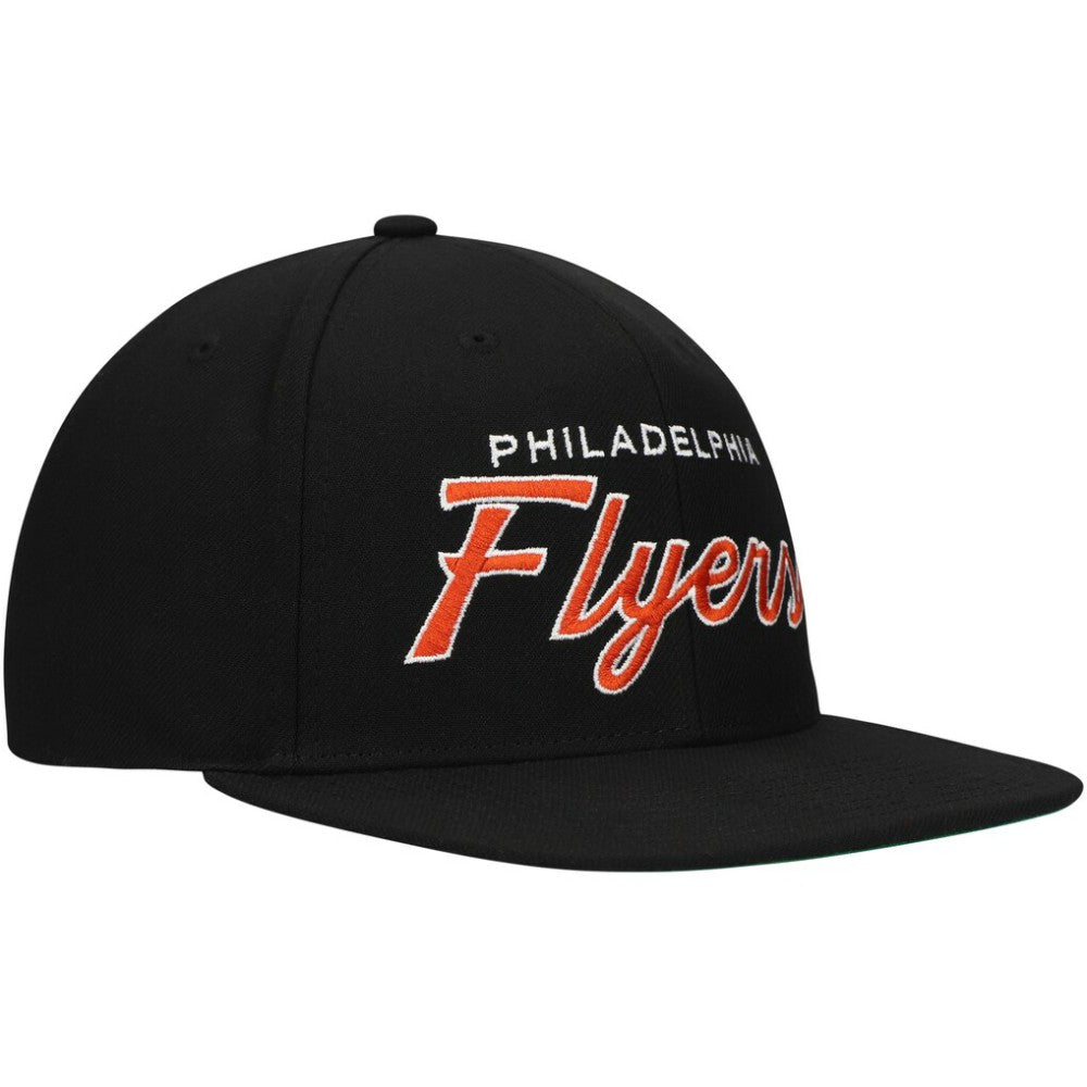NHL Philadelphia Flyers Mitchell & Ness Core Team Script 2.0 Snapback Hat - Black