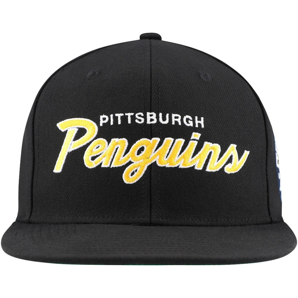 NHL Pittsburgh Penguins Mitchell & Ness Core Team Script 2.0 Snapback Hat - Black