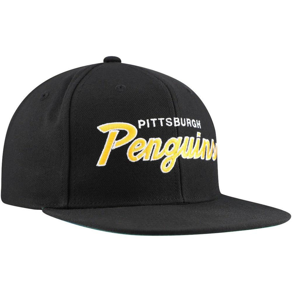 NHL Pittsburgh Penguins Mitchell & Ness Core Team Script 2.0 Snapback Hat - Black