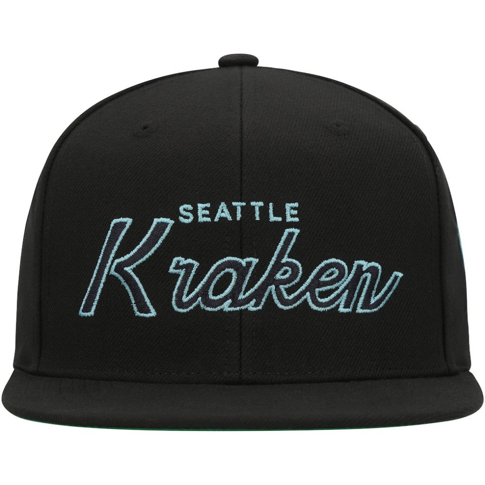 NHL Seattle Kraken Mitchell & Ness Core Team Script 2.0 Snapback Hat - Black