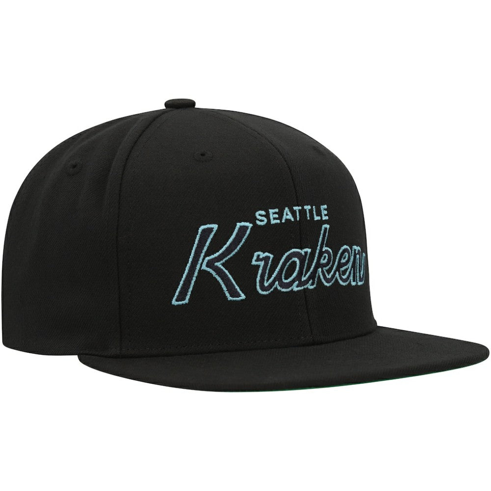 NHL Seattle Kraken Mitchell & Ness Core Team Script 2.0 Snapback Hat - Black