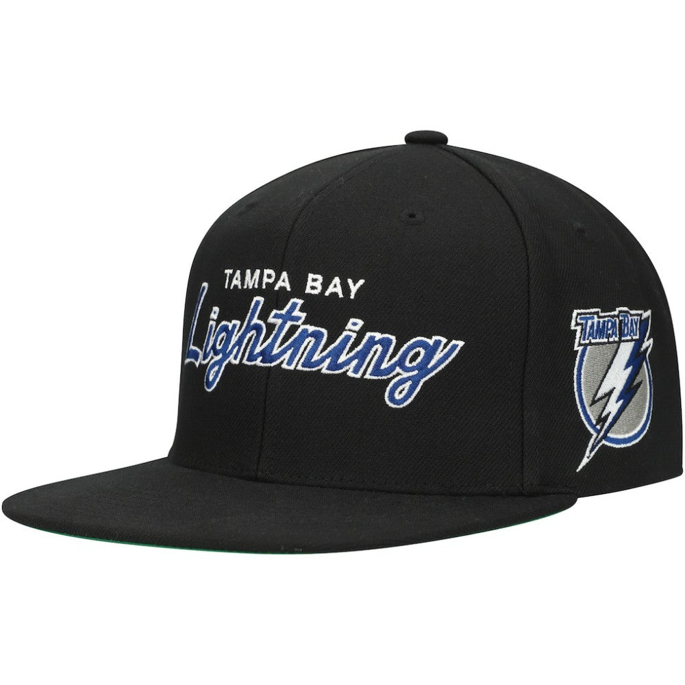 NHL Tampa Bay Lightning Mitchell & Ness Core Team Script 2.0 Snapback Hat - Black