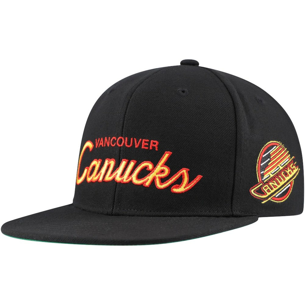 NHL Vancouver Canucks Mitchell & Ness Core Team Script 2.0 Snapback Hat - Black