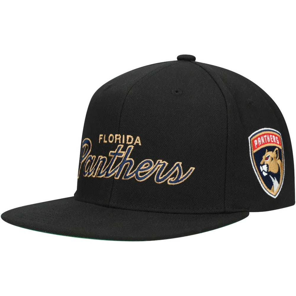 NHL Florida Panthers Mitchell & Ness Core Team Script 2.0 Snapback Hat - Black