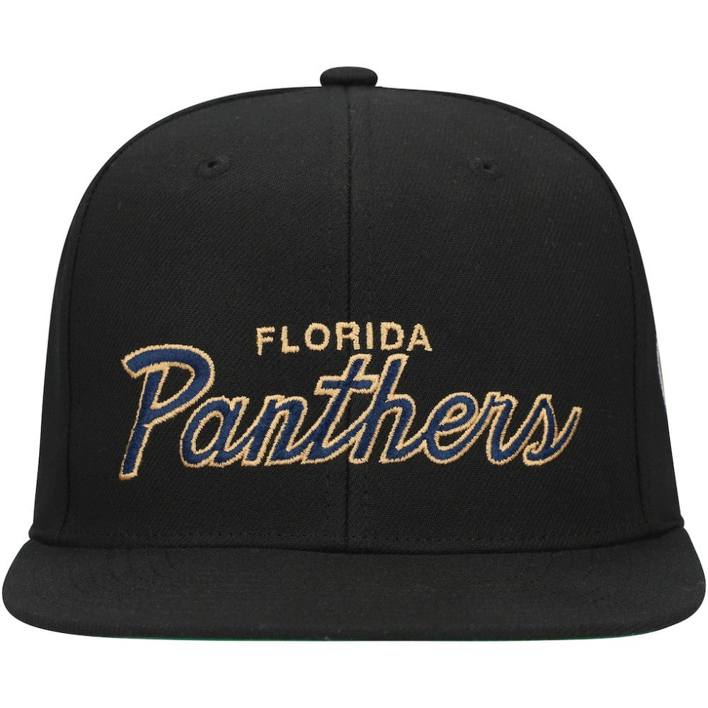 NHL Florida Panthers Mitchell & Ness Core Team Script 2.0 Snapback Hat - Black