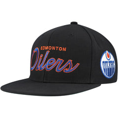 NHL Edmonton Oilers Mitchell & Ness Core Team Script 2.0 Snapback Hat - Black