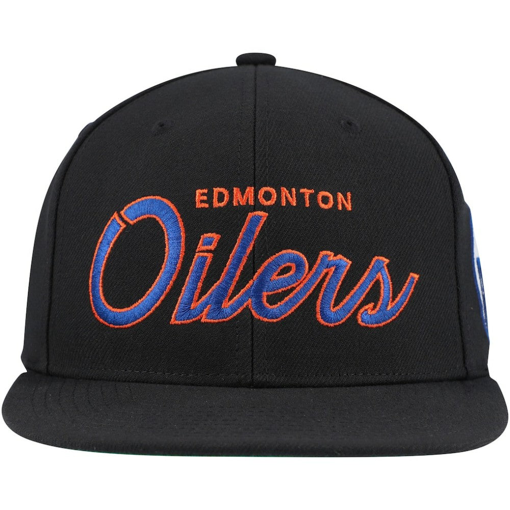NHL Edmonton Oilers Mitchell & Ness Core Team Script 2.0 Snapback Hat - Black