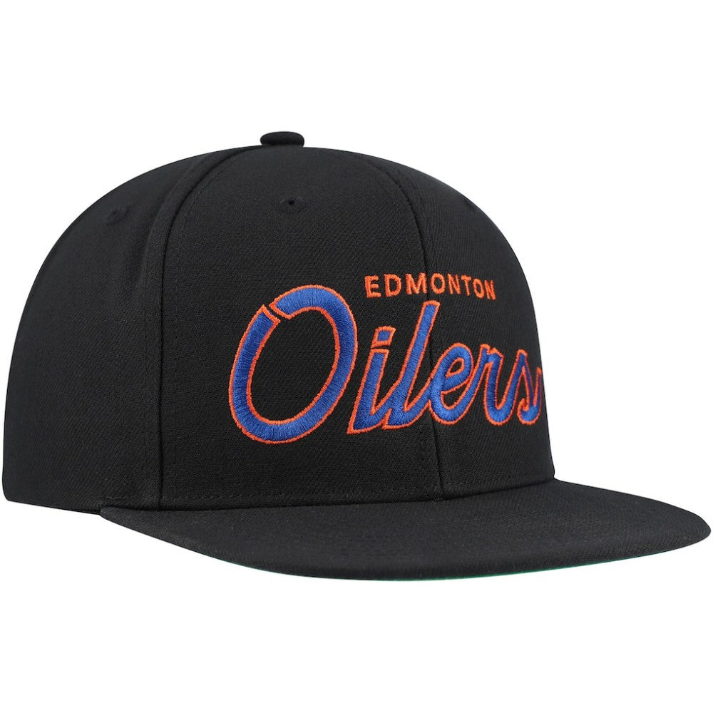 NHL Edmonton Oilers Mitchell & Ness Core Team Script 2.0 Snapback Hat - Black