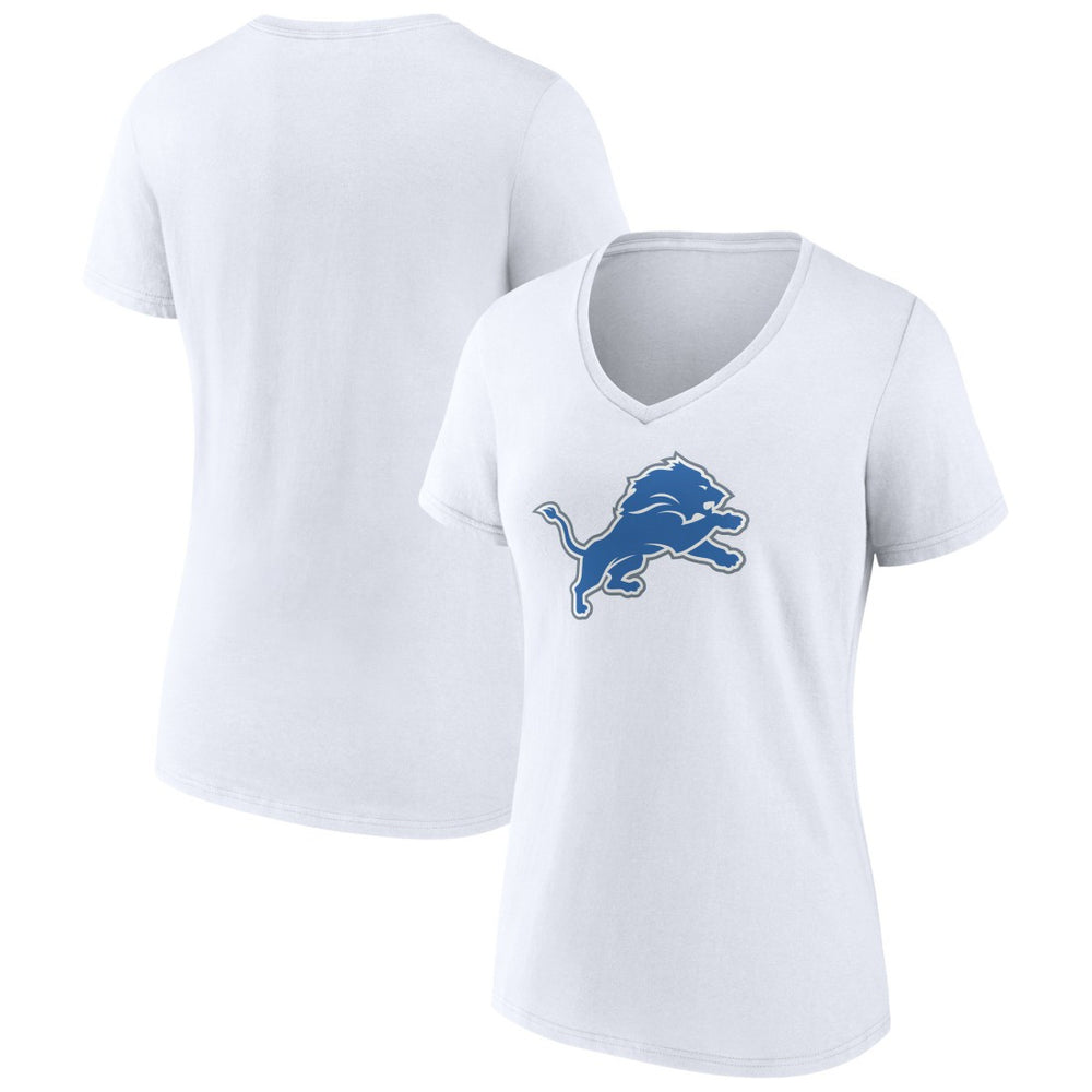 Detroit Lions Women's Primary Logo V-Neck T-Shirt White