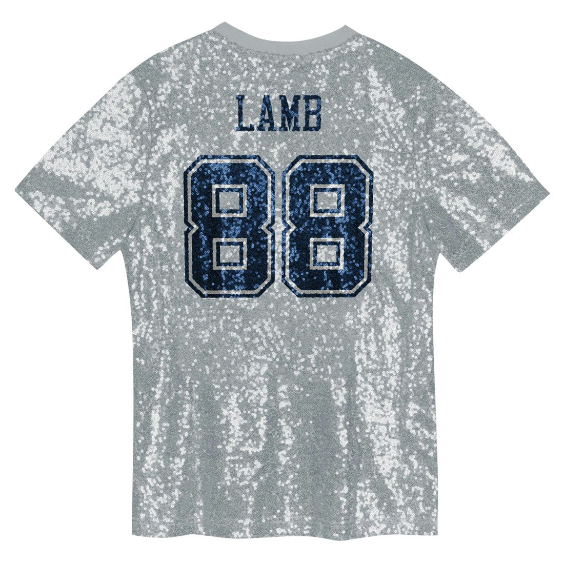 CeeDee Lamb Dallas Cowboys Girls Youth Sequin V-Neck Fashion Jersey Silver