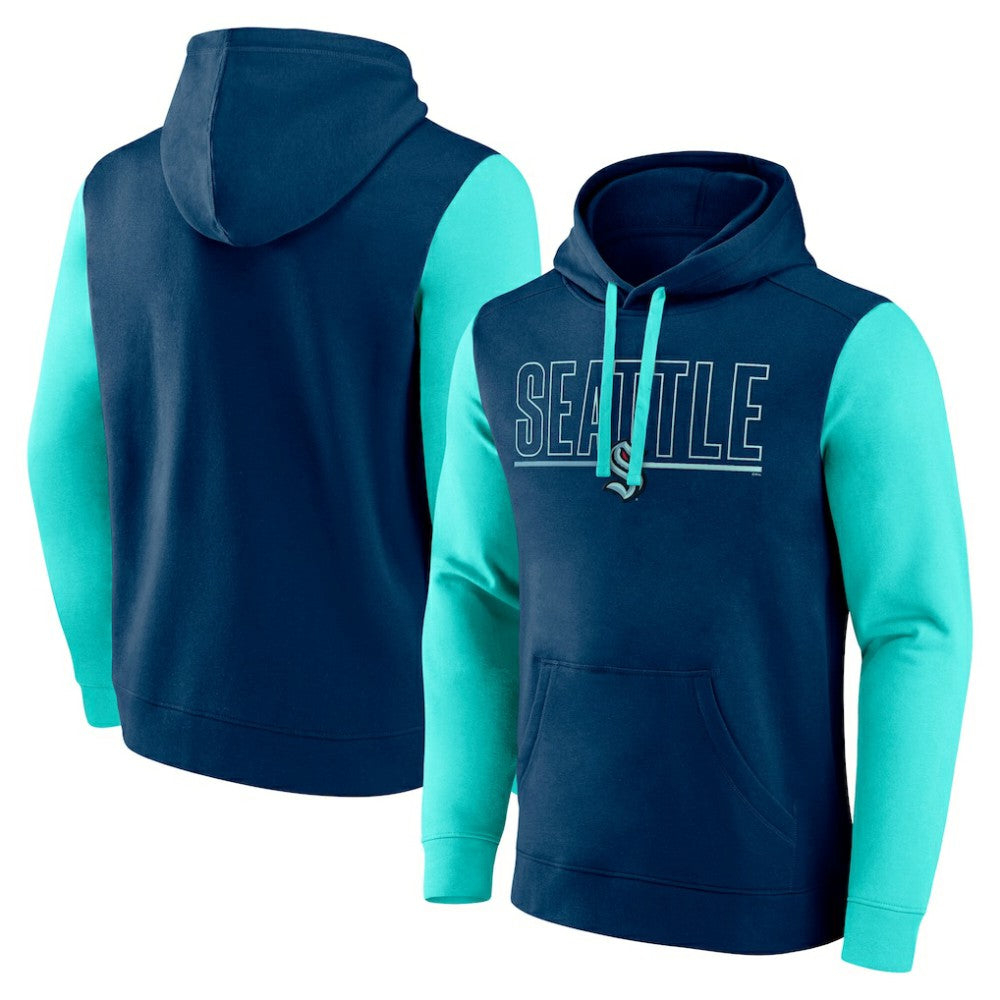 NHL Seattle Kraken Logo Athletic Deliver Fleece Pullover Hoodie - Navy