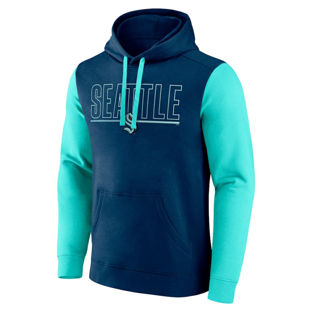 NHL Seattle Kraken Logo Athletic Deliver Fleece Pullover Hoodie - Navy