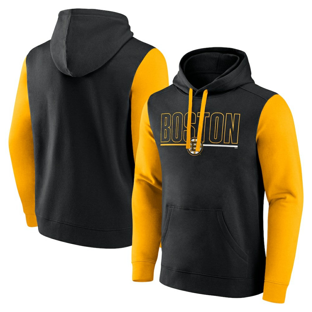 NHL Boston Bruins Logo Athletic Deliver Fleece Pullover Hoodie - Black