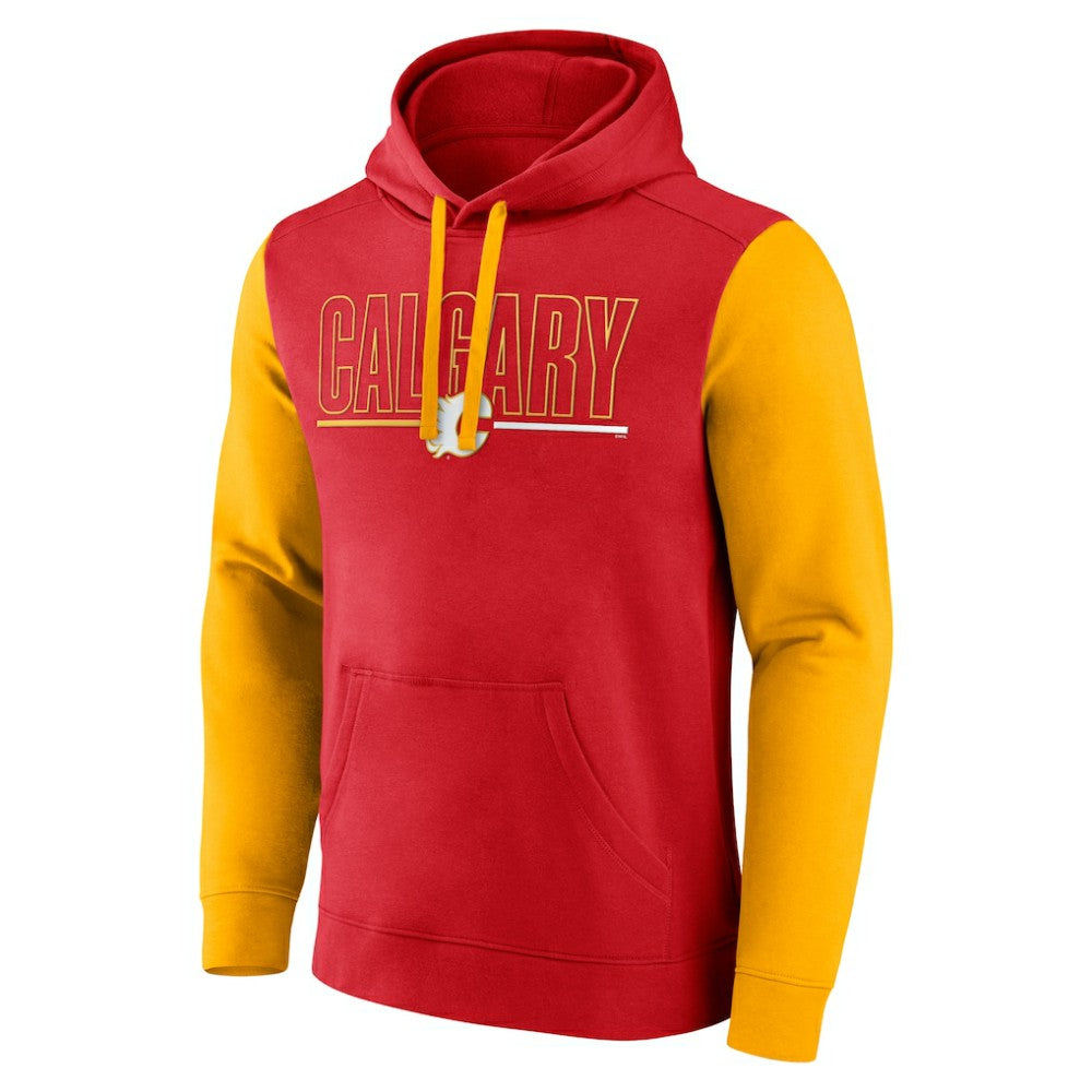 NHL Calgary Flames Logo Athletic Deliver Fleece Pullover Hoodie - Red