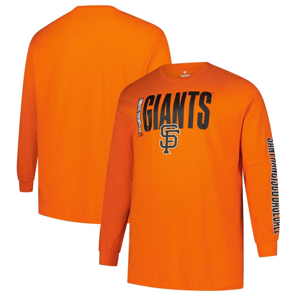 San Francisco Giants Profile Big & Tall Two-Hit Long Sleeve T-Shirt - Orange T-shirts