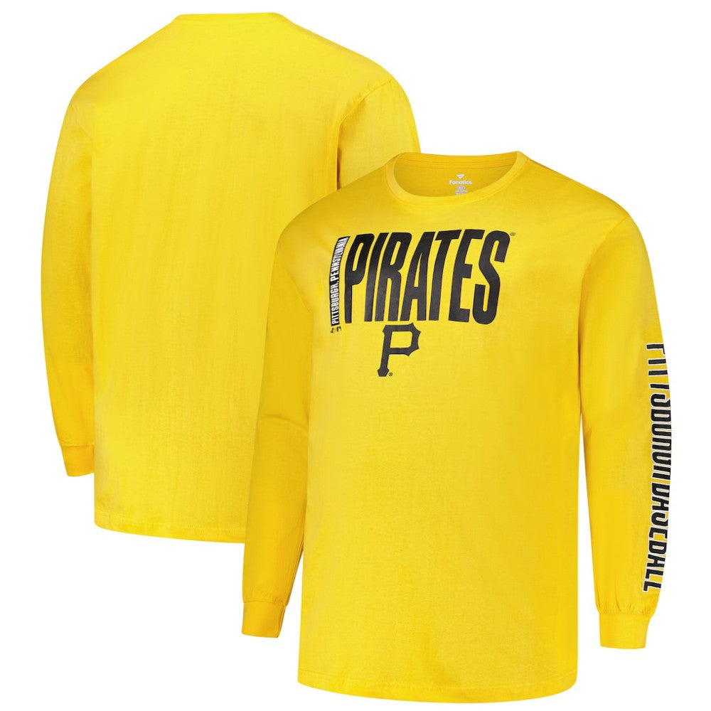 Pittsburgh Pirates Profile Big & Tall Two-Hit Long Sleeve T-Shirt - Gold T-shirts