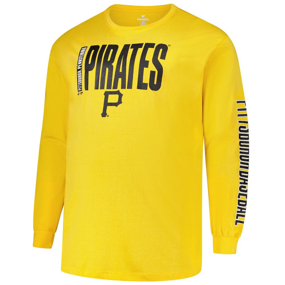 Pittsburgh Pirates Profile Big & Tall Two-Hit Long Sleeve T-Shirt - Gold T-shirts
