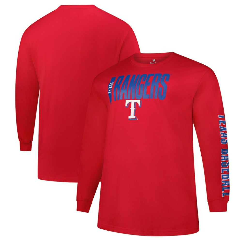 Texas Rangers Profile Big & Tall Two-Hit Long Sleeve T-Shirt - Red T-shirts