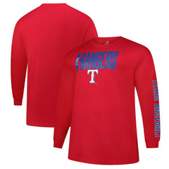 Texas Rangers Profile Big & Tall Two-Hit Long Sleeve T-Shirt - Red T-shirts